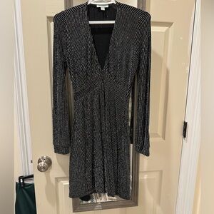 Veronica M Black and Silver Long Sleeve Dress